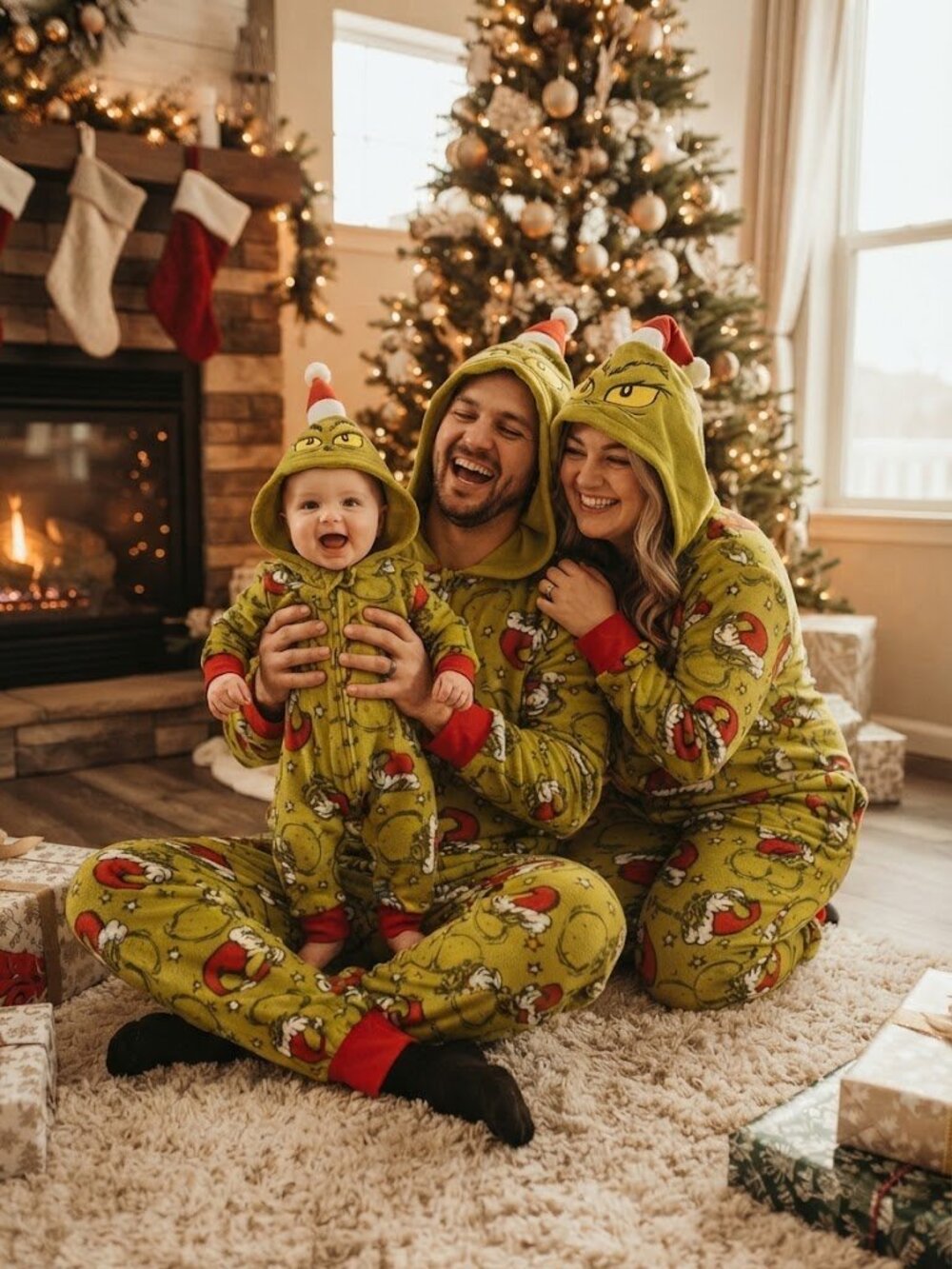 Dr. Seuss The Grinch Family Matching Christmas Pajamas Set 3Pcs